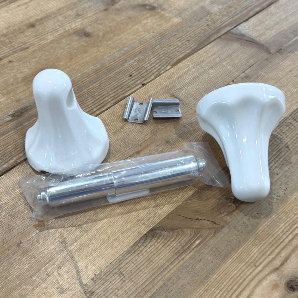 Vintage White Ceramic Toilet Paper Holder Scalloped Porcelain wall mount holder